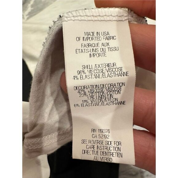 Helmut Lang Short Sleeve Silver Print Top in Cream/Black Marble Size Large - Picture 7 of 11